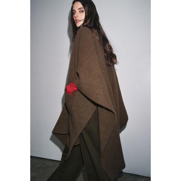 ZARA LONG KNIT CAPE - Picture 1 of 9